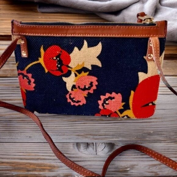 Crossbody Handbag Linen + Leather Skinny SPARTINA Daufuskie Island - Picture 6 of 13